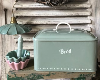 Lunch box bread box tin can vintage retro enamel box