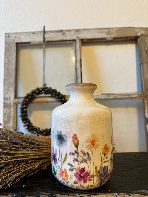 Ceramic vase, bottle vase, antique ceramic finish