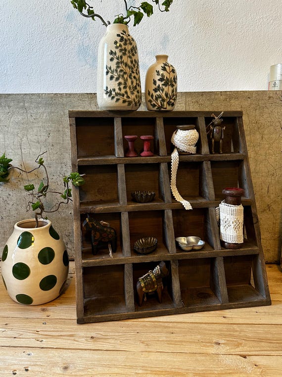 Shelf, sorting shelf, wooden shelf, vintage shabby chic antique finish