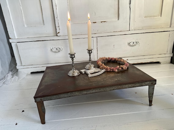 Small iron table side table iron tray tray industrial style vintage