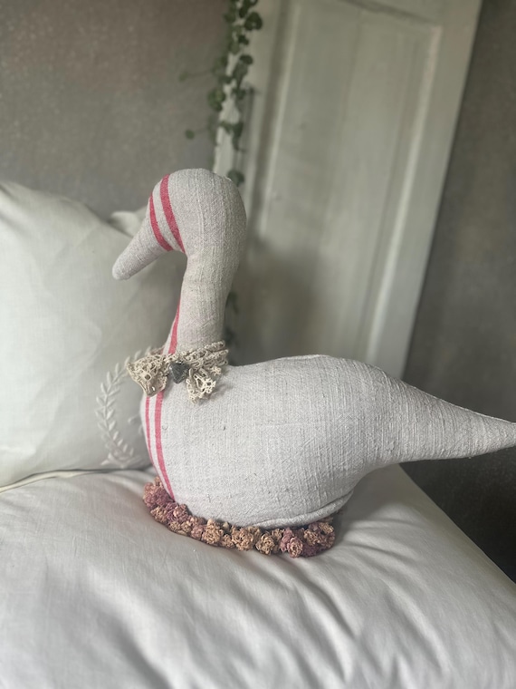 Linen goose linen bird handmade decoration vintage