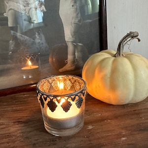 Tealight holder candle holder silver glass tealight glass antique finish