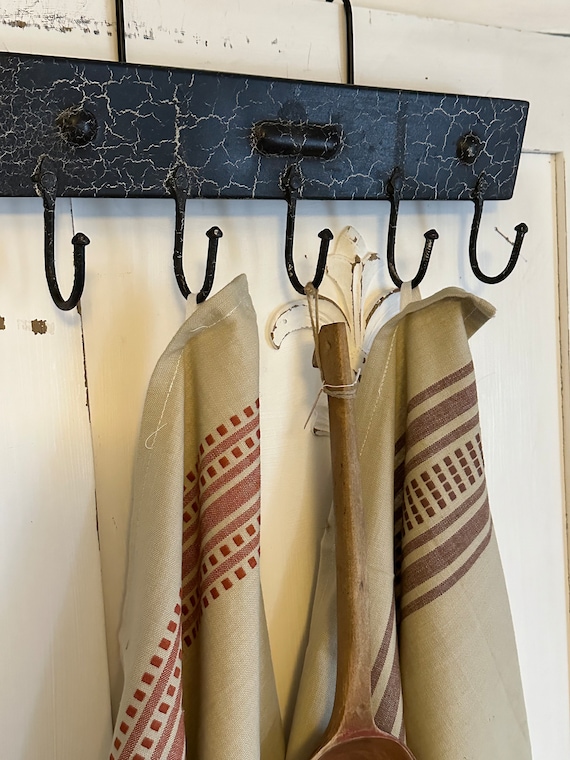 Hook rack, coat rack, metal strip, vintage