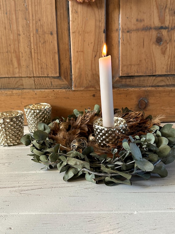 Tealight holder, candle holder, silver glass, antique finish