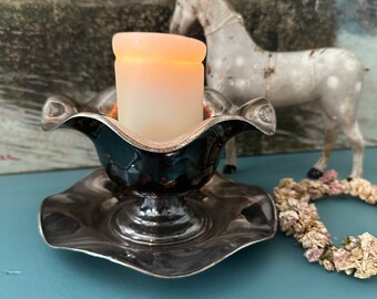 Ancien bol de fermier antique en argent, assiette décorative vintage