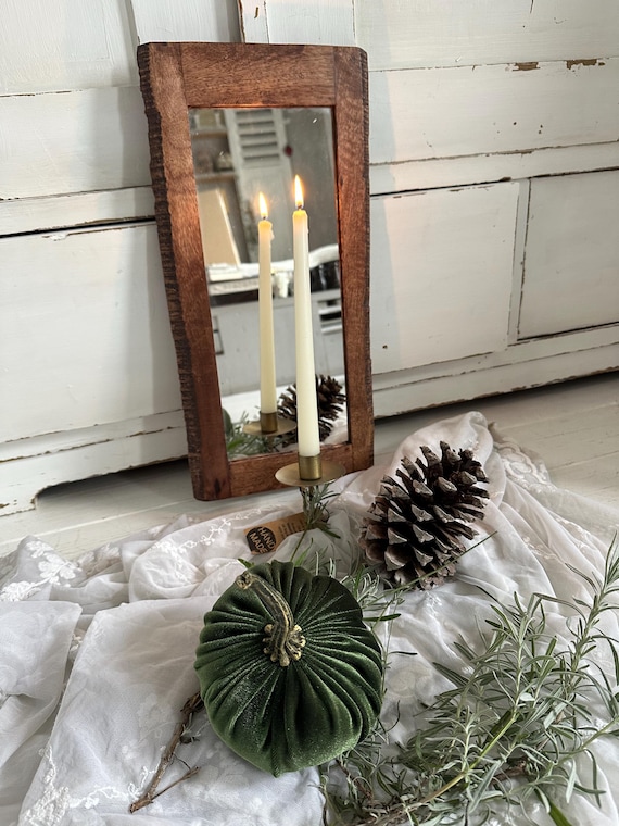Mirror wooden mirror with candle holder antique finish