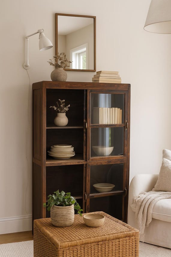 Display cabinet cupboard kitchen cabinet kitchen buffet display cabinet furniture vintage antique finish wooden cabinet