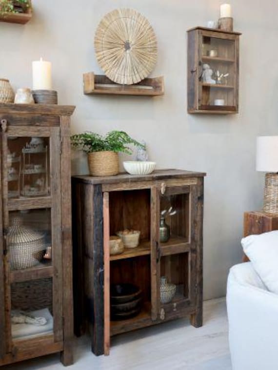 Cabinet, shelf, display case, display cabinet, furniture, shelving unit, reclaimed wood, antique finish