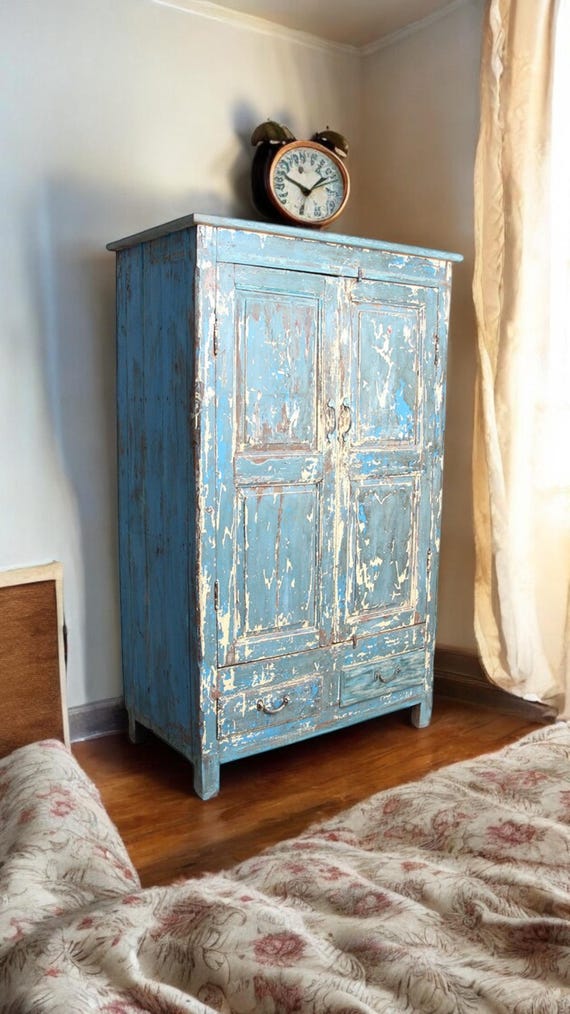 Wardrobe pantry cupboard antique finish furniture vintage shabby