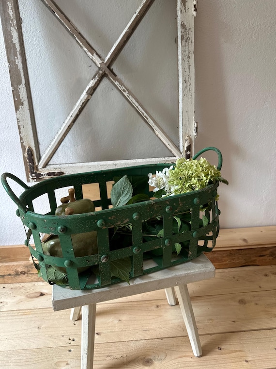 Wire Basket Iron Basket Hanging Basket Vintage Storage Basket Metal Basket