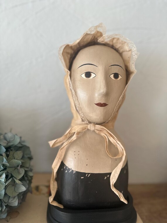 Doll's head, whimsical decoration, antique finish, decorative head, mannequin head, vintage papier-mâché