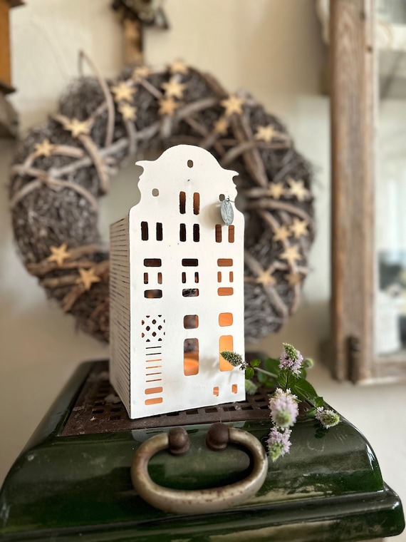 Light house candle house metal house vintage shabby