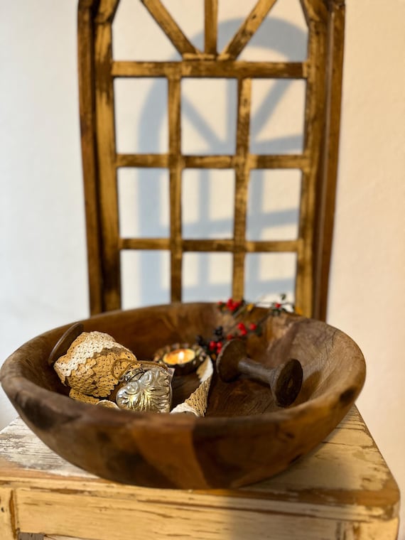 Wooden bowl, old wood, antique finish