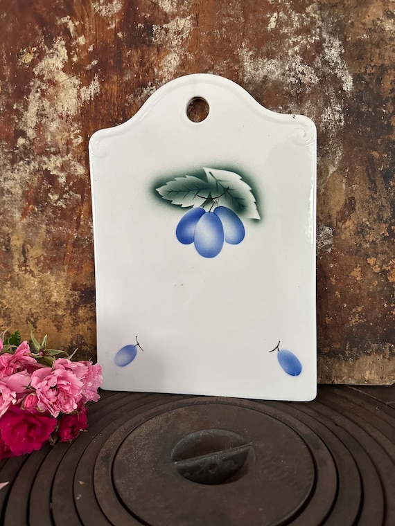 Old antique cutting board ceramic board vintage shabby kitchen