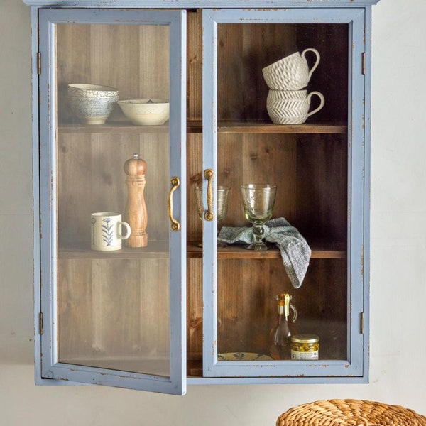 Vitrine Vitrinenschrank Möbel Kommode Schrank antik finish