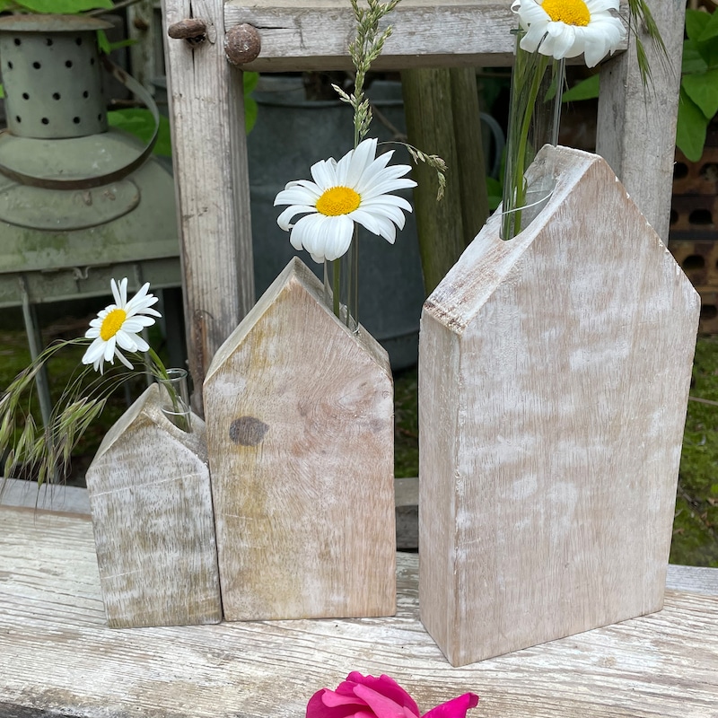 Holzhaus deko vase Etsy.de