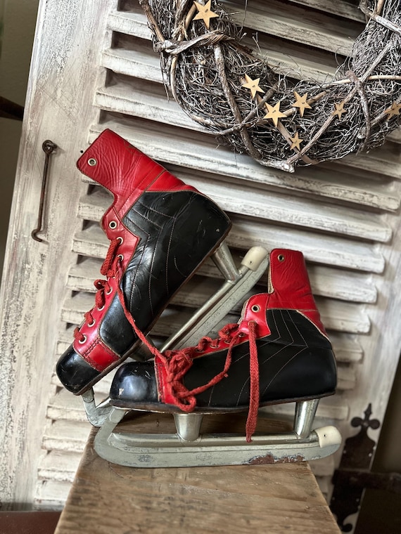 Old antique ice skates decorative shoes vintage decoration