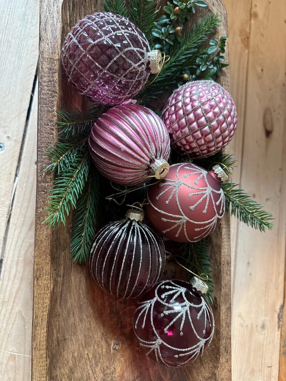 Christmas balls Christmas tree balls set of 6 balls glass vintage glass balls Christmas
