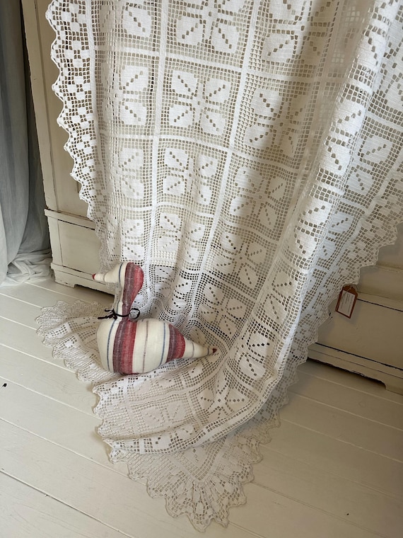 Old antique blanket crochet blanket handmade vintage throw