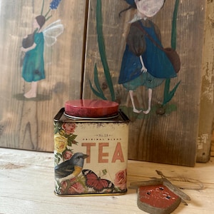 Retro tea tin tea can tin can vintage enamel