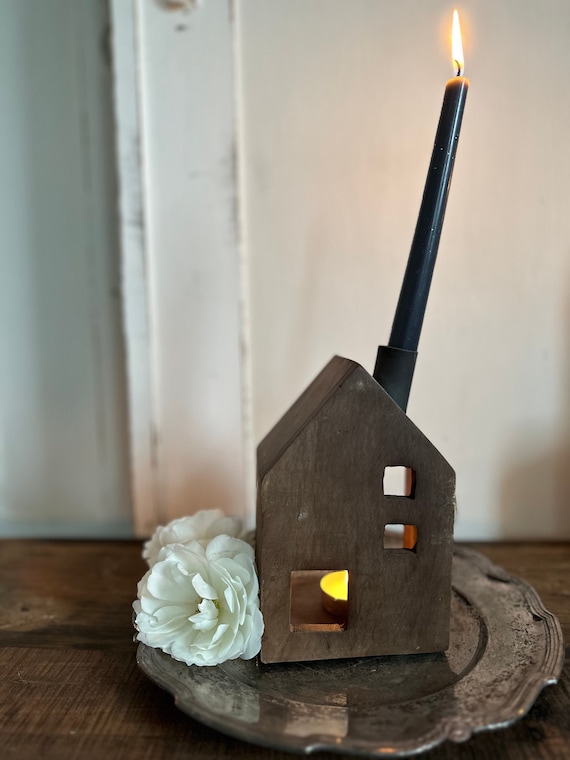 Light house wooden house decoration candle house candle holder vintage
