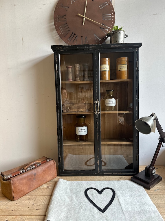 Display cabinet, showcase, furniture, chest of drawers, cupboard, antique finish