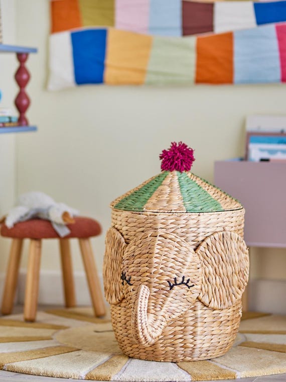 Basket storage basket with lid, water hyacinth organizer