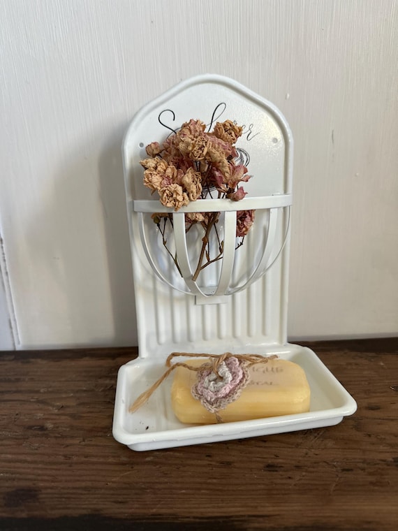 Soap dish enamel decoration garden shabby