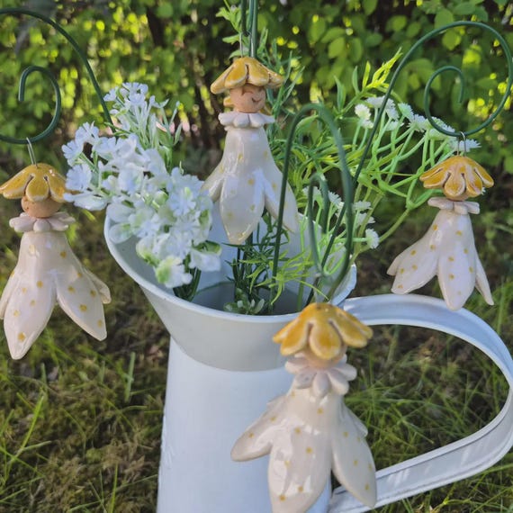 Flowers Ceramic Figures Vintage Handmade Art Ceramic Decoration Garden Stake Garden Decoration