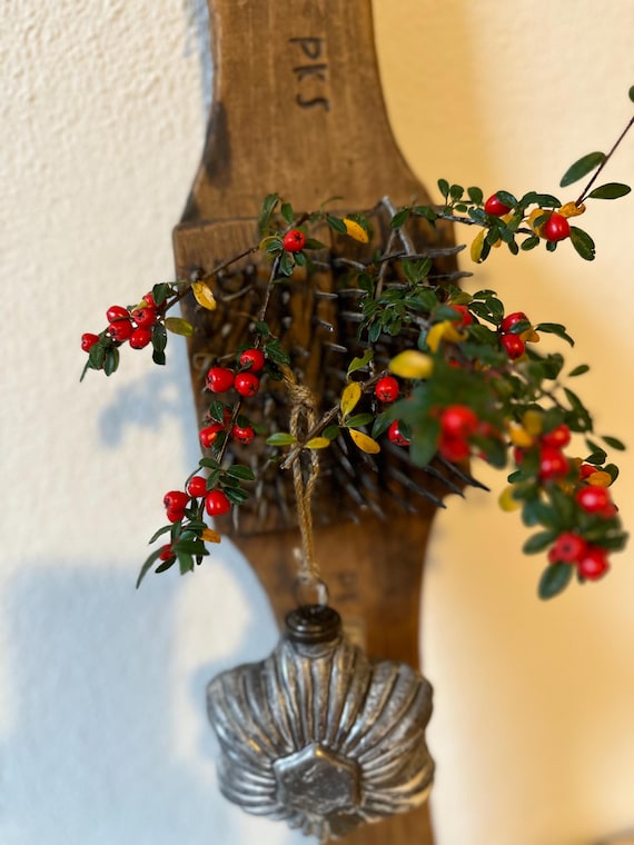 Old antique flax comb candle holder decoration vintage