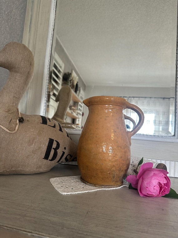 Old antique jug ceramic clay jug vase decoration vintage brown