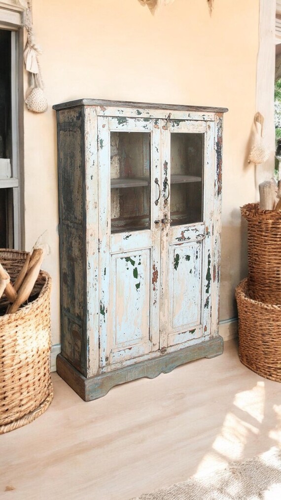Cabinet Display Cabinet Chest of Drawers Sideboard Display Cabinet Furniture Glass Display Cabinet Shelf Cabinet Antique Finish