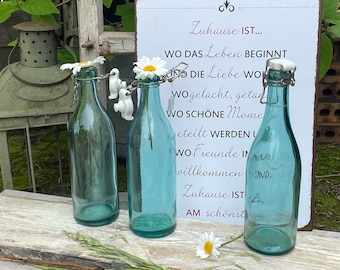 Alte antike Flaschen Limoflasche  Deko Vintage grüne Glasflasche