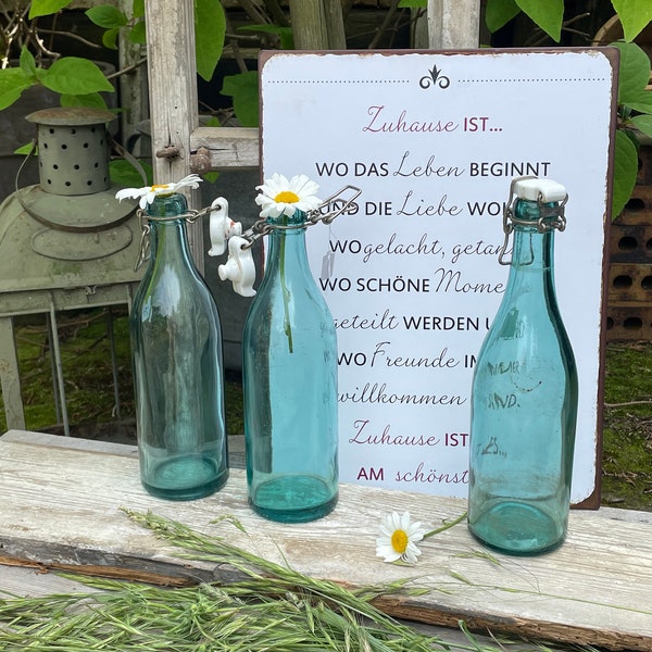 Alte antike Flaschen Limoflasche  Deko Vintage grüne Glasflasche