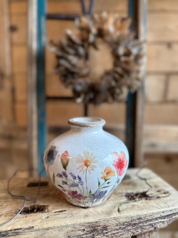 Ceramic vase, bottle vase, antique ceramic finish