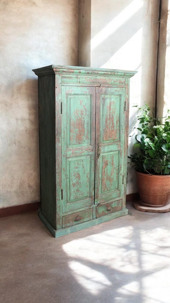 Wardrobe pantry cupboard antique finish furniture vintage shabby