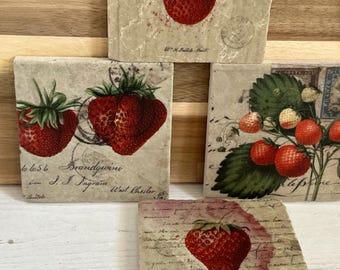 Coaster tiles made of tumbled marble in a set of 4 pieces