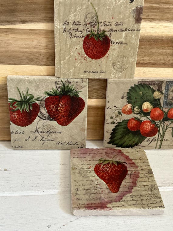 Coaster tiles made of tumbled marble in a set of 4 pieces