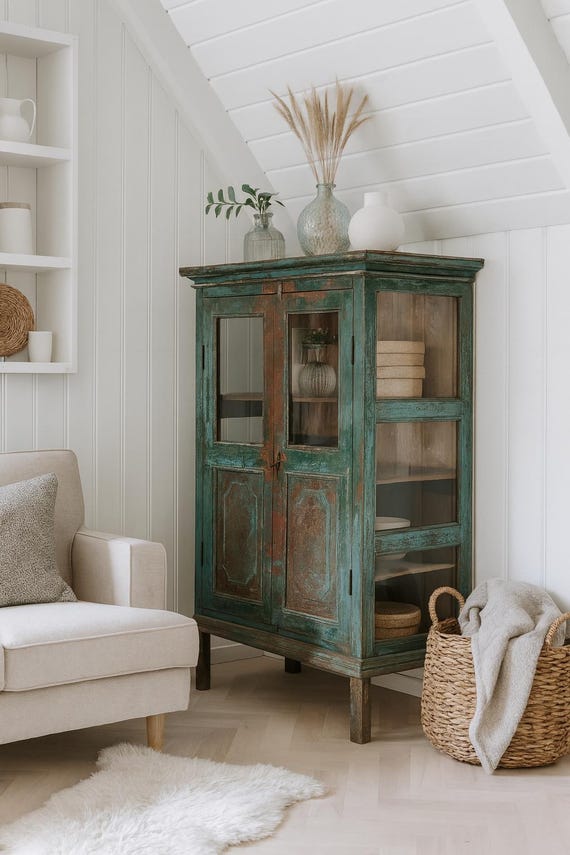 Cabinet Display Cabinet Chest of Drawers Sideboard Display Cabinet Furniture Glass Display Cabinet Shelf Cabinet Antique Finish