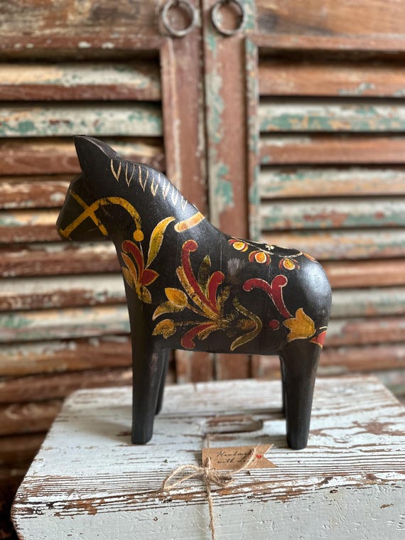 Dala horse antique finish decorative horse wooden horse vintage Sweden