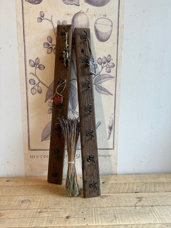 Hook rail coat rack wooden rail old wood
