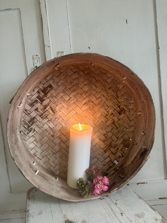 Old antique sieve decoration vintage shabby wooden sieve wooden sieve flour sieve