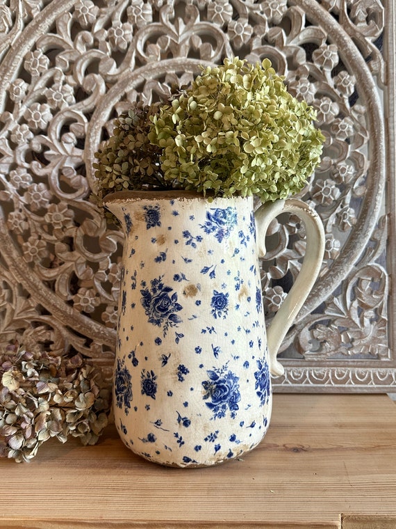 On old on antique jug ceramic jug decoration vintage