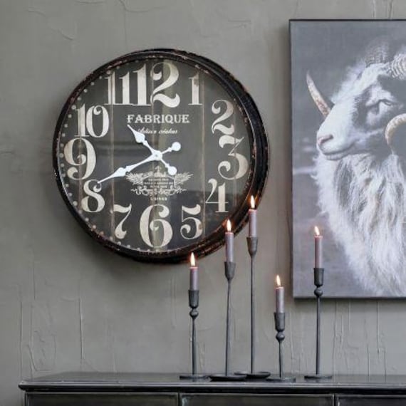 Clock wall clock antique finish industrial style vintage