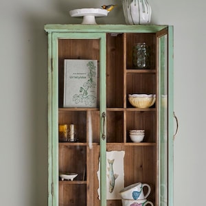 Vitrine Vitrinenschrank Hängevitrine Glasvitrine Möbel Kommode Schrank antik finish