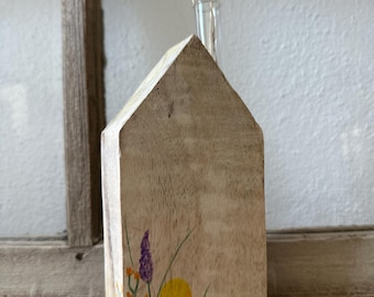 Decorative house wooden house vintage decorative vase country house style hand-painted wooden house with test tube