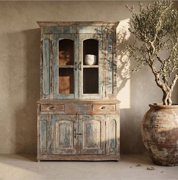 Cabinet, kitchen cabinet, kitchen sideboard, display cabinet, furniture, vintage, antique finish, wooden cabinet