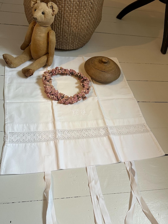 White linen pillows pillowcases vintage shabby