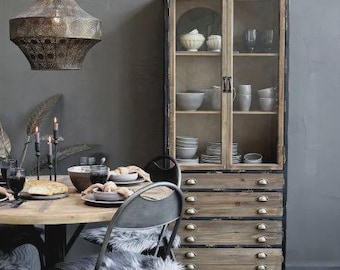 Vetrina, credenza, mobile, cassettiera, mobiletto, finitura antica, vetrina, mobili in legno d'epoca