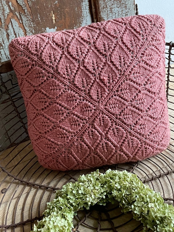 Knitted pillow complete with filling handmade